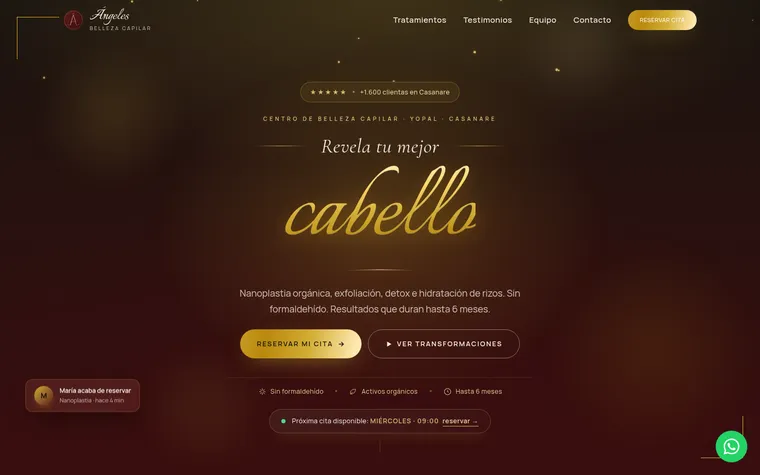 Captura real de Ángeles Belleza Capilar