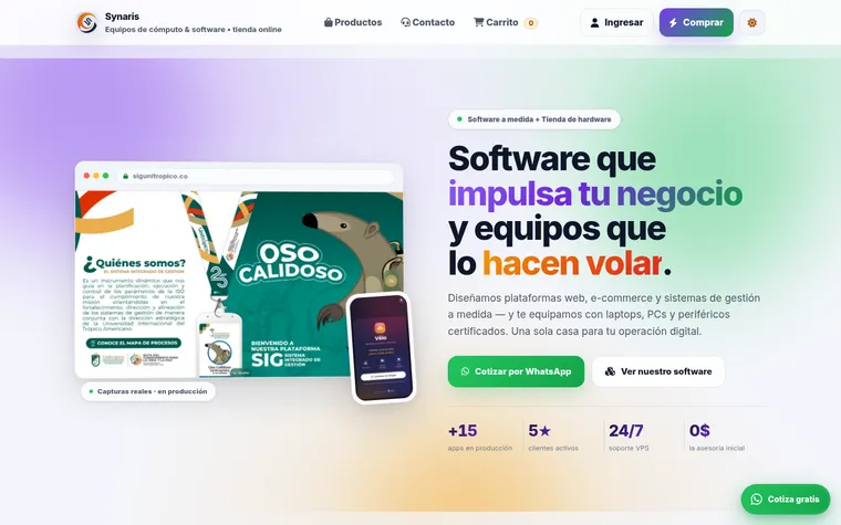 Captura real de Synaris Store
